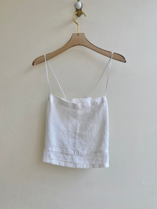 White Linen Backless Crop Top