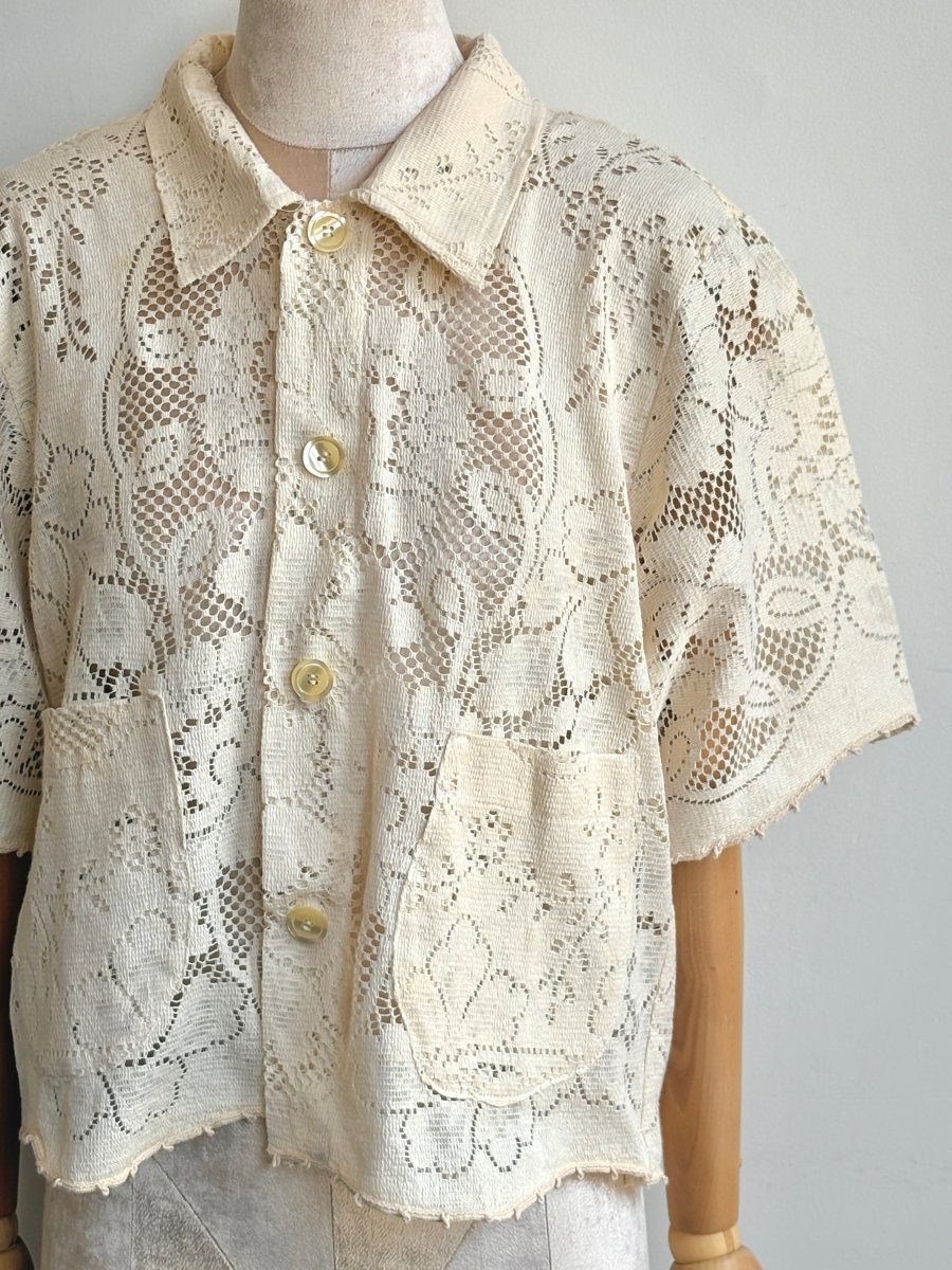 Cream Heirloom Lace Shirt - Made X Hudson
