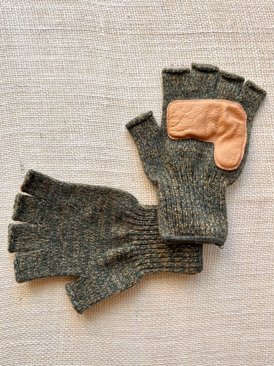 Fingerless Wool Gloves w/ Leather Palms | Men’s (Multiple Colors) - Made X Hudson