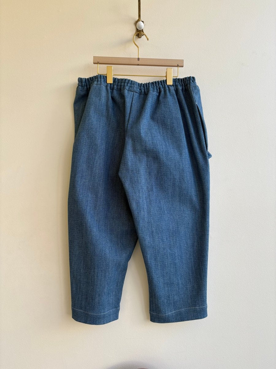 Denim Draped Cropped Jogger Pants w/ Cargo Pocket - Made X Hudson