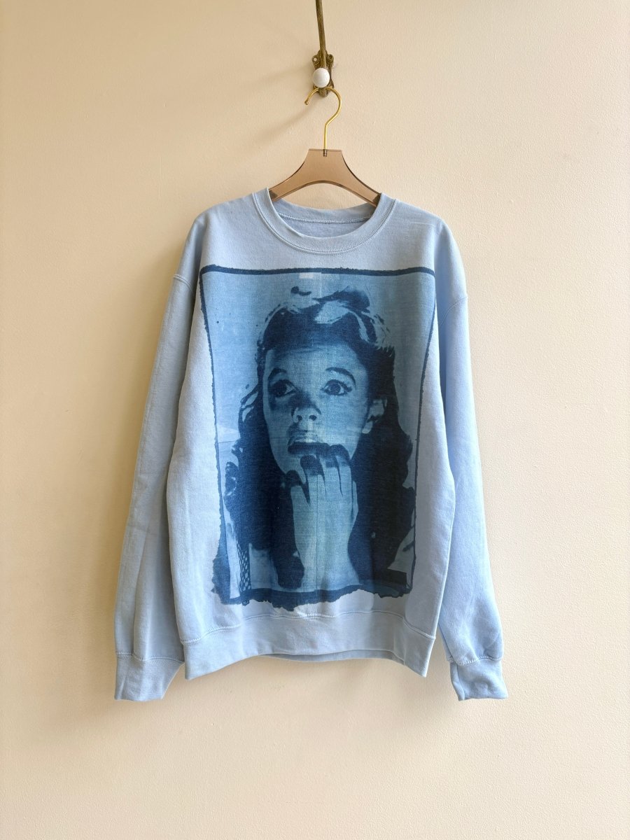 Judy Pale Blue & Navy Cyanotype Crew Neck Sweatshirt (Reworked) - Made X Hudson