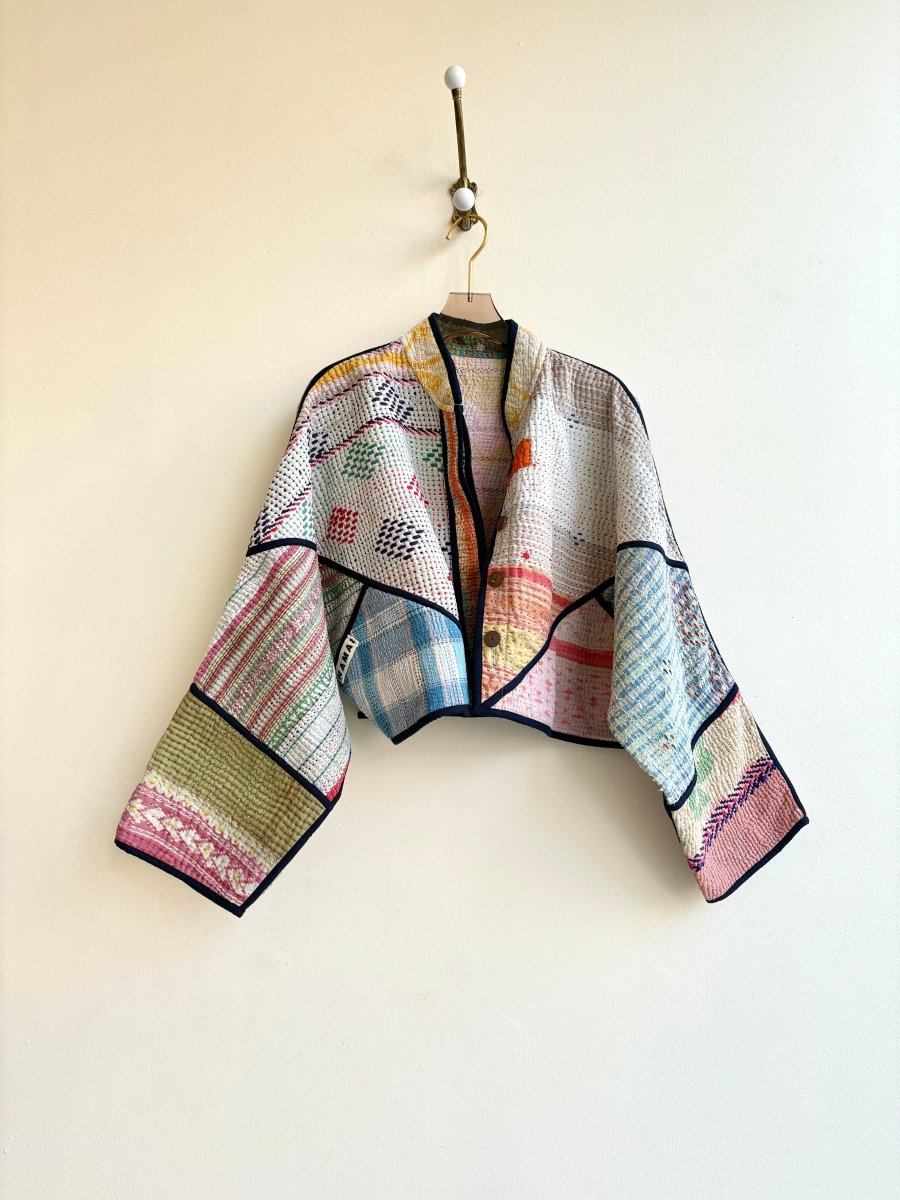 Reversible Kaira Quilted Cropped Jacket in Colors White, Pink, Blue, Green, Orange & Pink, Blue, Red, Tan, White - Made X Hudson