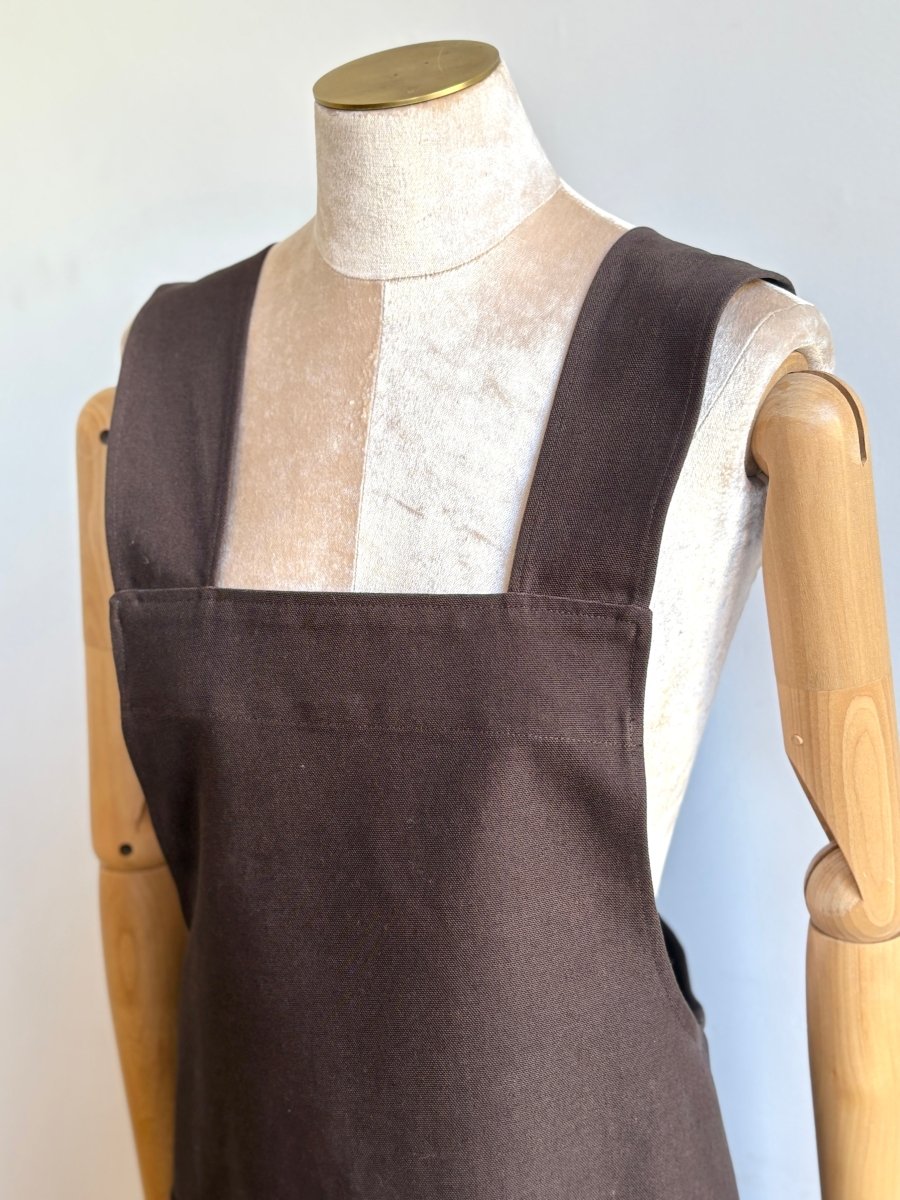 Peat Canvas Pinafore Apron w/ Patch Pockets - Made X Hudson