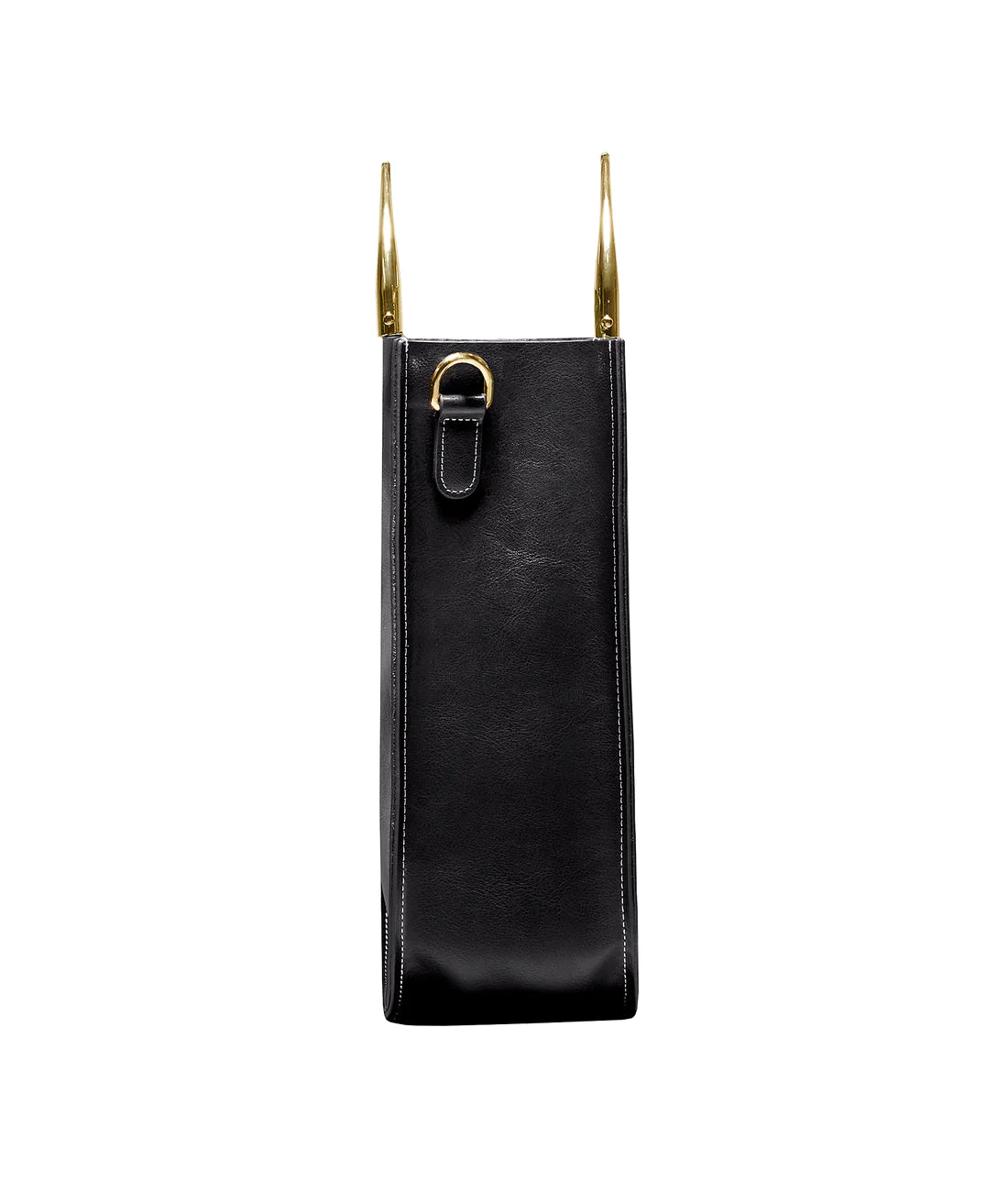 Soft Leather Tote in Black - Gold Handle