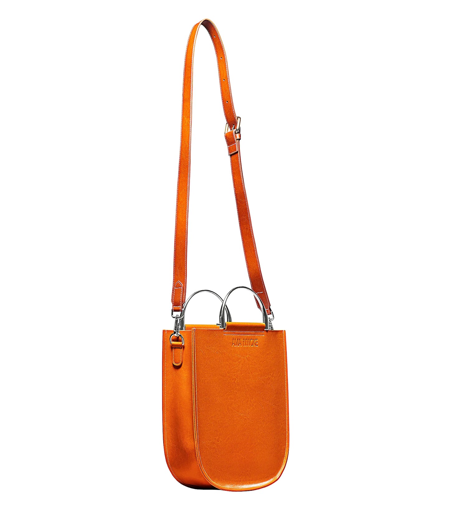 Soft Leather Tote Cognac Brown - Silver Handle