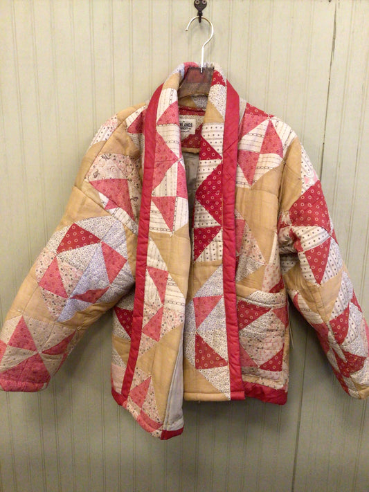 Tan & Pink Delicate Heirloom Quilt Coat