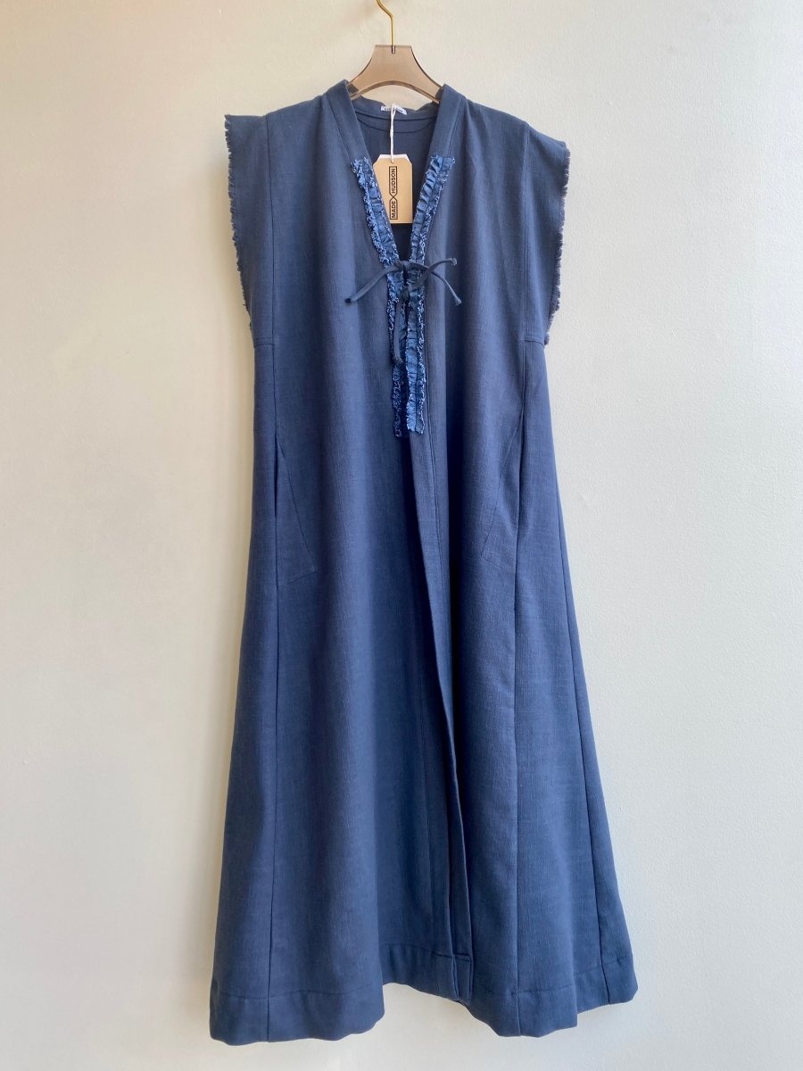 Zero Waste Blue Caftan Duster / Long Vest - Made X Hudson