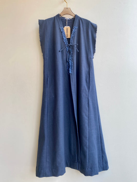 Zero Waste Blue Caftan Duster / Long Vest