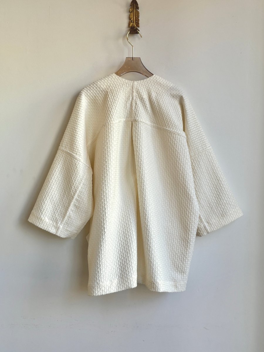 Ivory Circular Novelty Fabric Chore Jacket - Made X Hudson