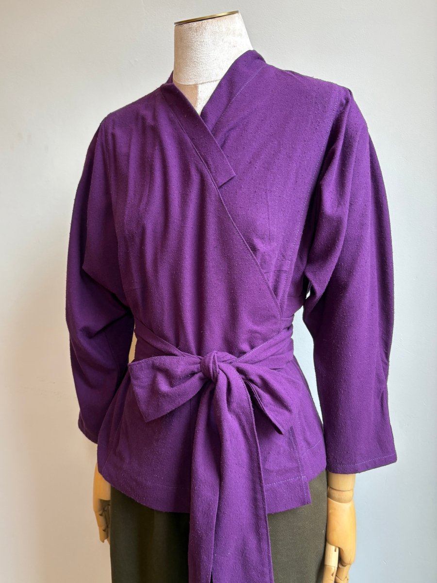 Aubergine Zero Waste Front Wrap Blouse - Made X Hudson