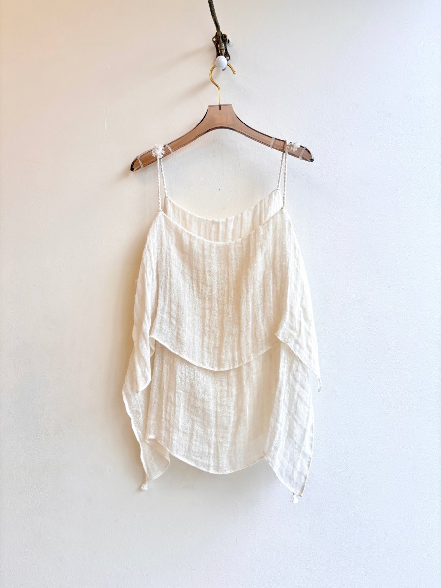 2D Top 2 Tiers Tank White Wash Linen - Made X Hudson