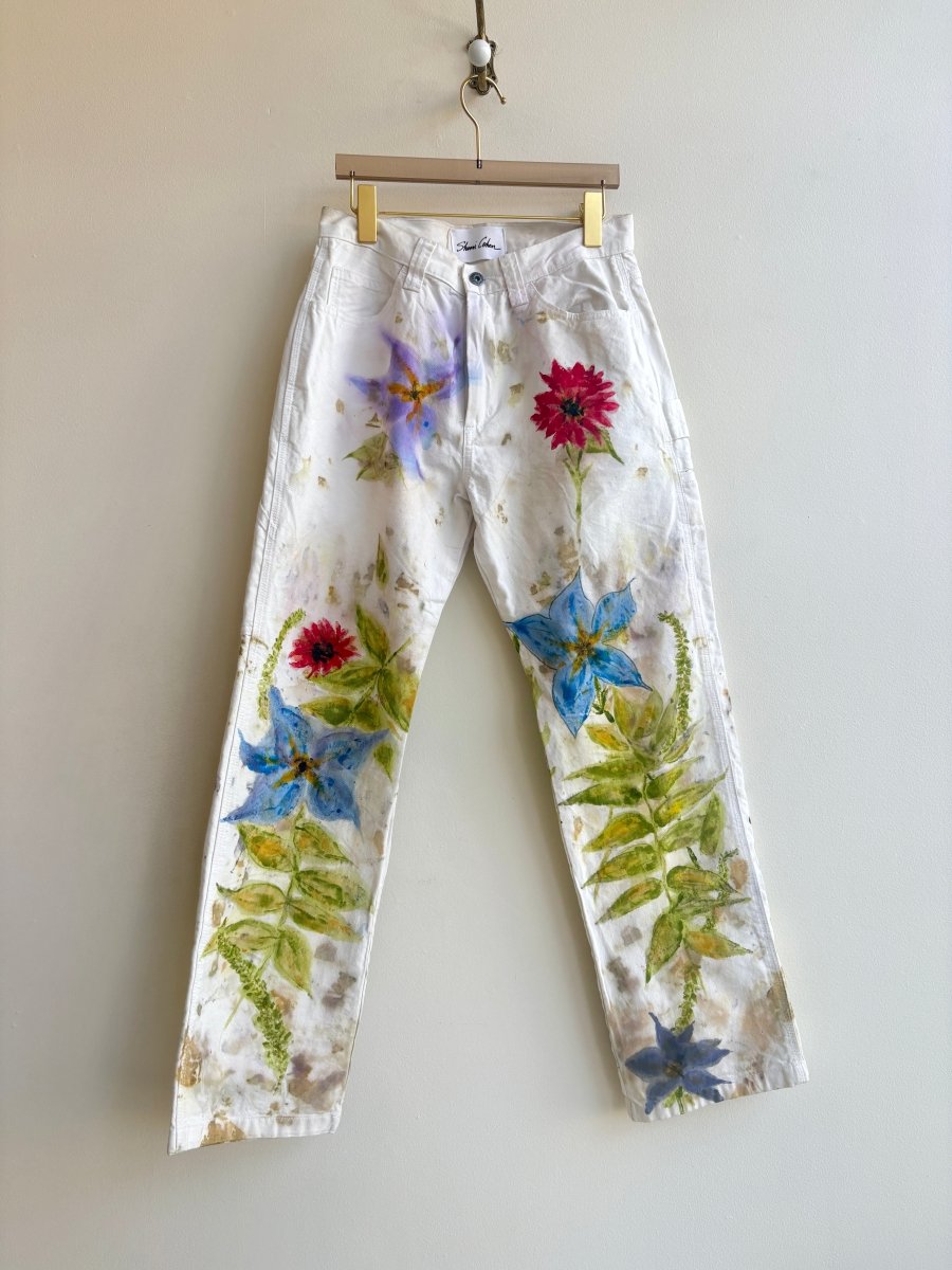 “Connie” Eco Printed Floral Painter Pants | Hand Painted (Reworked) - Made X Hudson