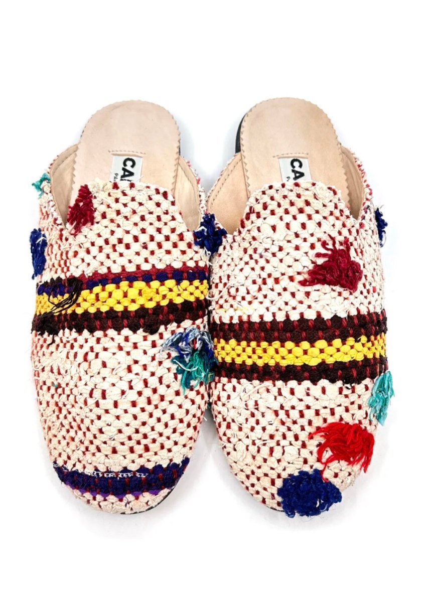 Kili Babouche Pierro V Flats In Colors Cream, Teal, Brown, Red, Rust (Size 38) - Made X Hudson