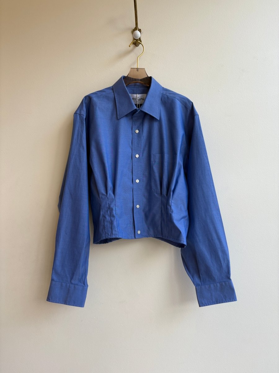 The Kevin Top | Stone Blue Top w/ Gathered Waist (Reworked) - Made X Hudson