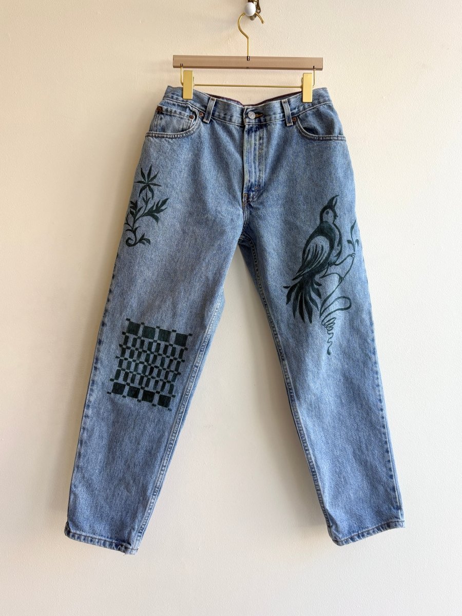 Salt Jug Jeans Light Wash in Deep Spruce | Hand Painted (Reworked) - Made X Hudson