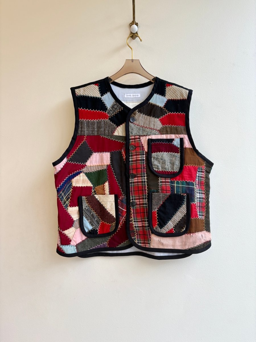 Shades of Red Patchwork Crazy Quilt Vest - Made X Hudson