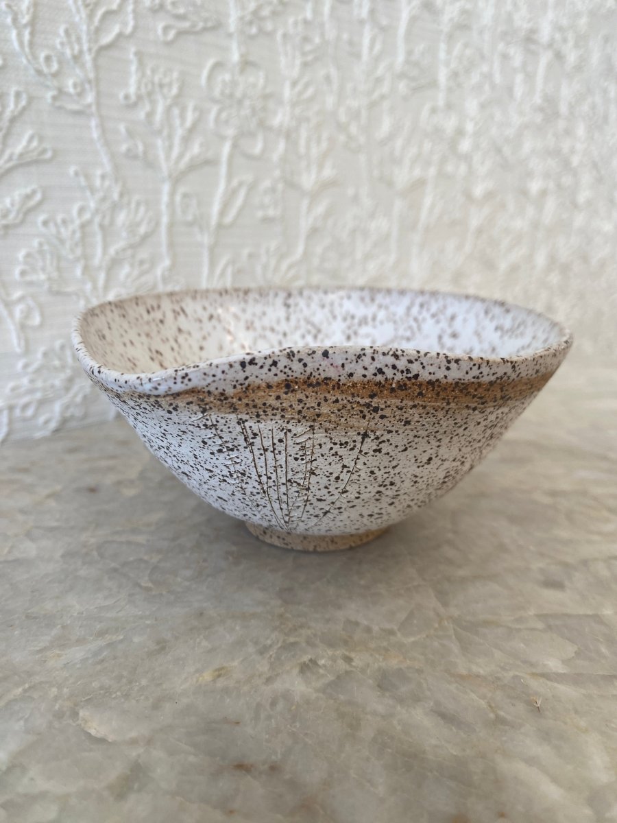 White Spotted Dent Decorative Bowl - Made X Hudson
