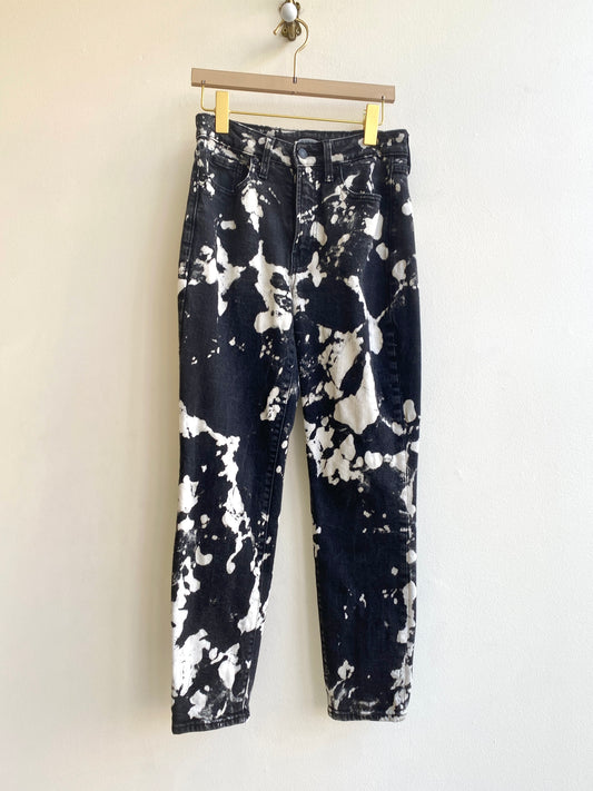 Black Acid Wash High Rise Jeans (Reworked)