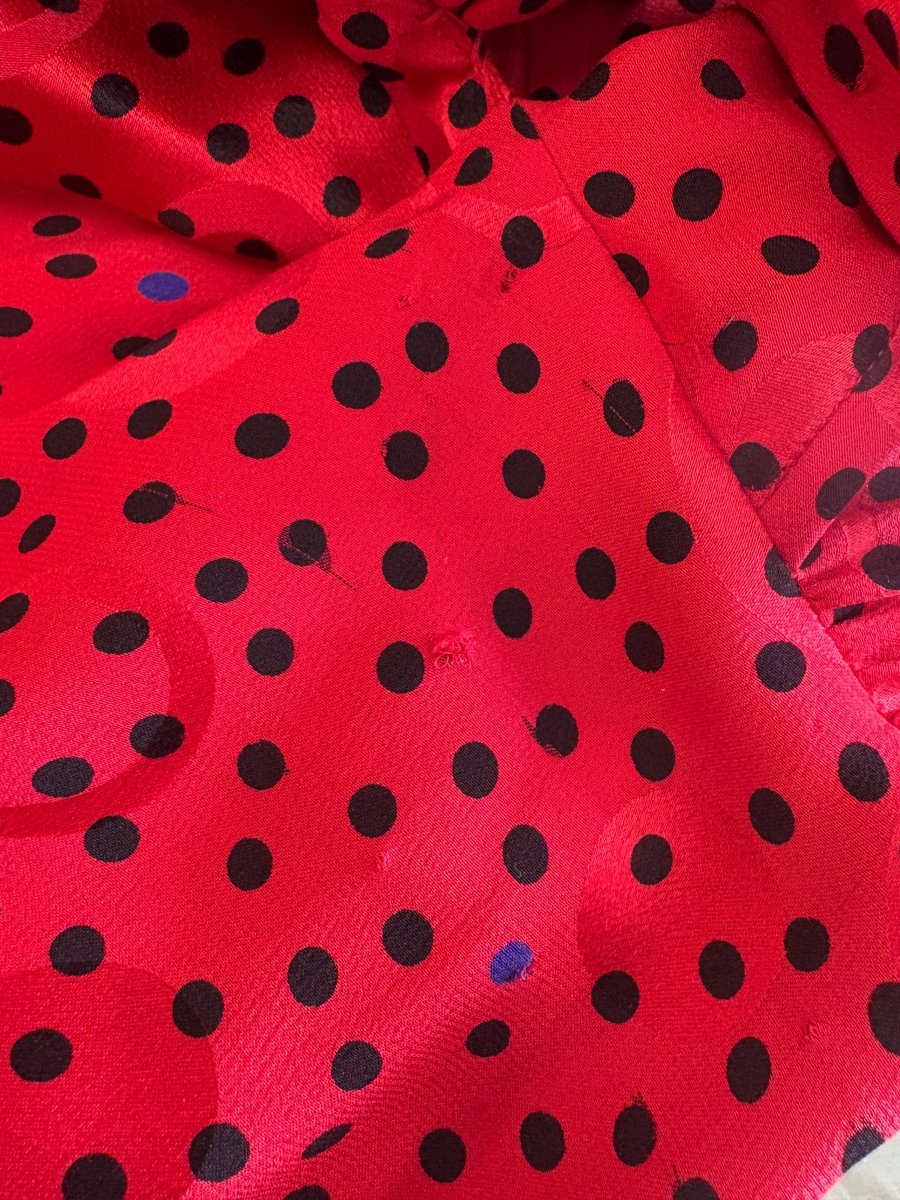 Francesca of Damon for Starington | Red & Black Polka Dot Silk Wrap Dress (Vintage) - Made X Hudson