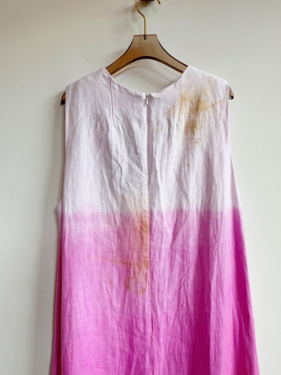 Pink Ombre Dyed Organic Linen Chore Dress - Made X Hudson