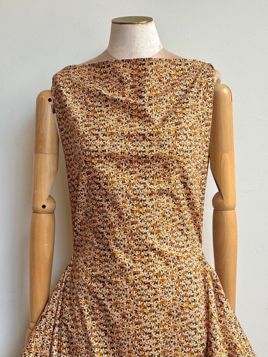 Ocher and Umber Dizzy Flower Zero-Waste Ruffle Dress - Made X Hudson