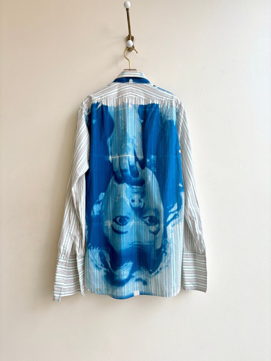 Judy Garland Blue Cyanotype Striped Button - Up Shirt (Reworked) - Made X Hudson