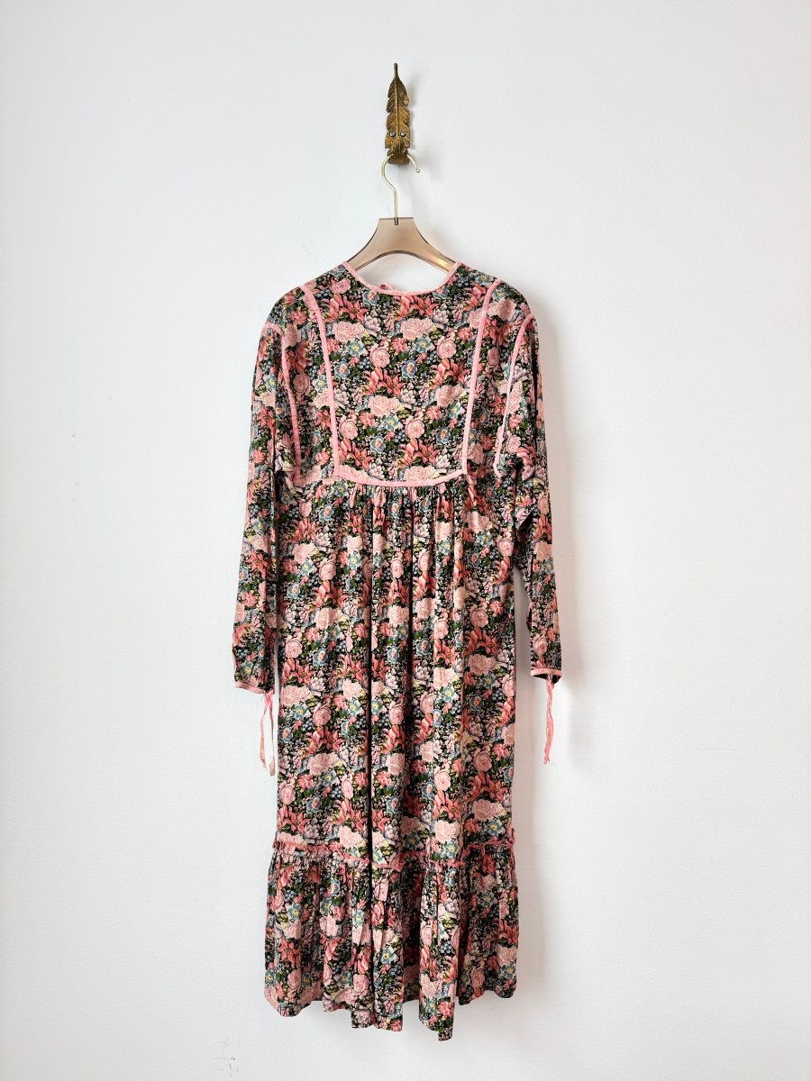 Belle France | Pink Iris and Rose Print Prairie Dress (Vintage) - Made X Hudson