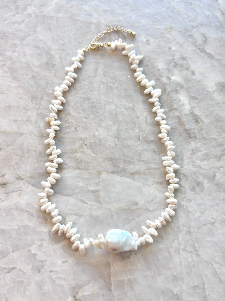 Pendant Baroque Pearl Necklace 18k Gold Fill Closure (16" Extends 18") - Made X Hudson