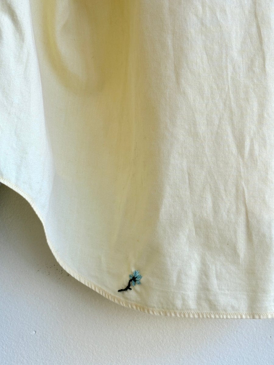 Two - Tone Blue Stripe and Yellow Everyday Button Down Long Sleeve Top (Reworked) - Made X Hudson