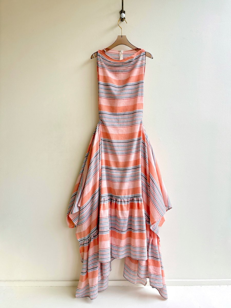 Orange Stripe Zero - Waste Ruffle Dress - Made X Hudson