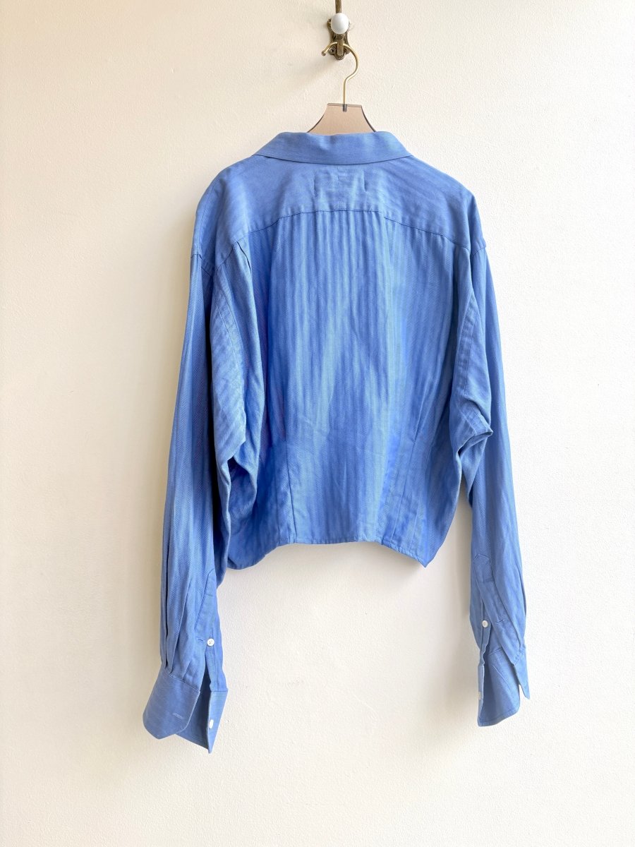 The Kevin Top | Cornflower Blue Twill w/ Gathered Waist (Reworked) - Made X Hudson