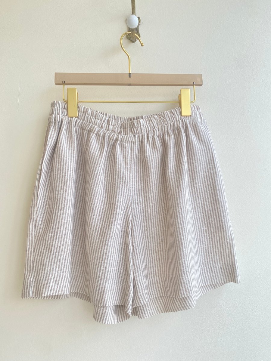 Tan Mini - Stripe Linen Town Shorts - Made X Hudson