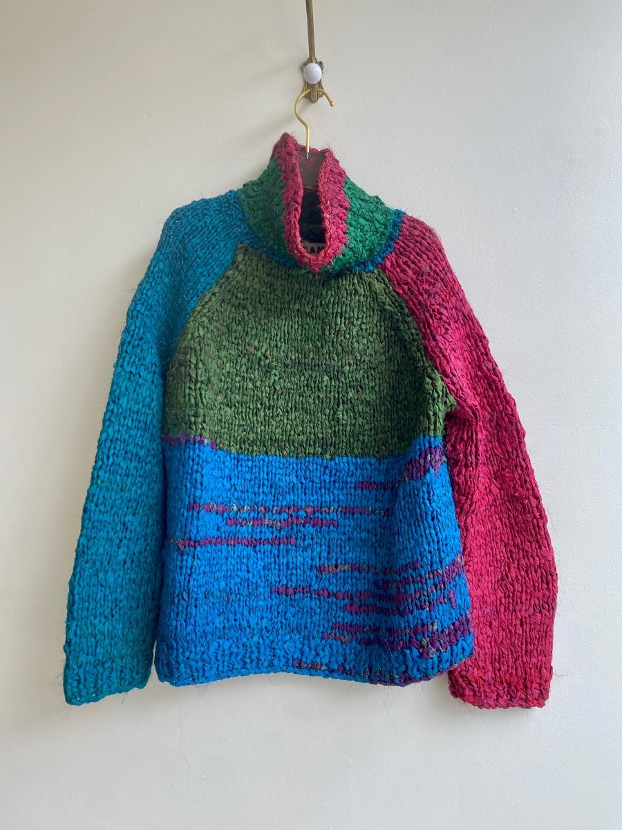 Vishnu Roll - Neck Sweater in Colors Burgundy, Green, Blue - Made X Hudson