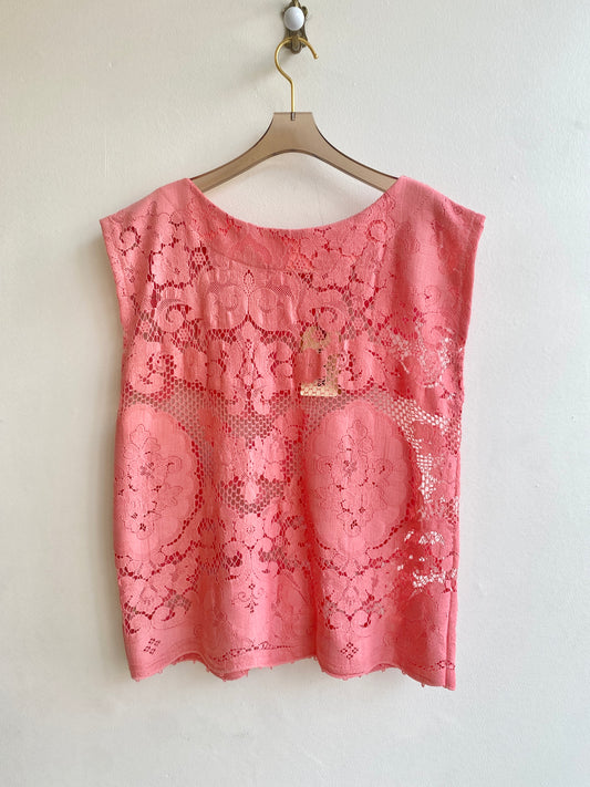 Coral Pink Heirloom Crochet Top