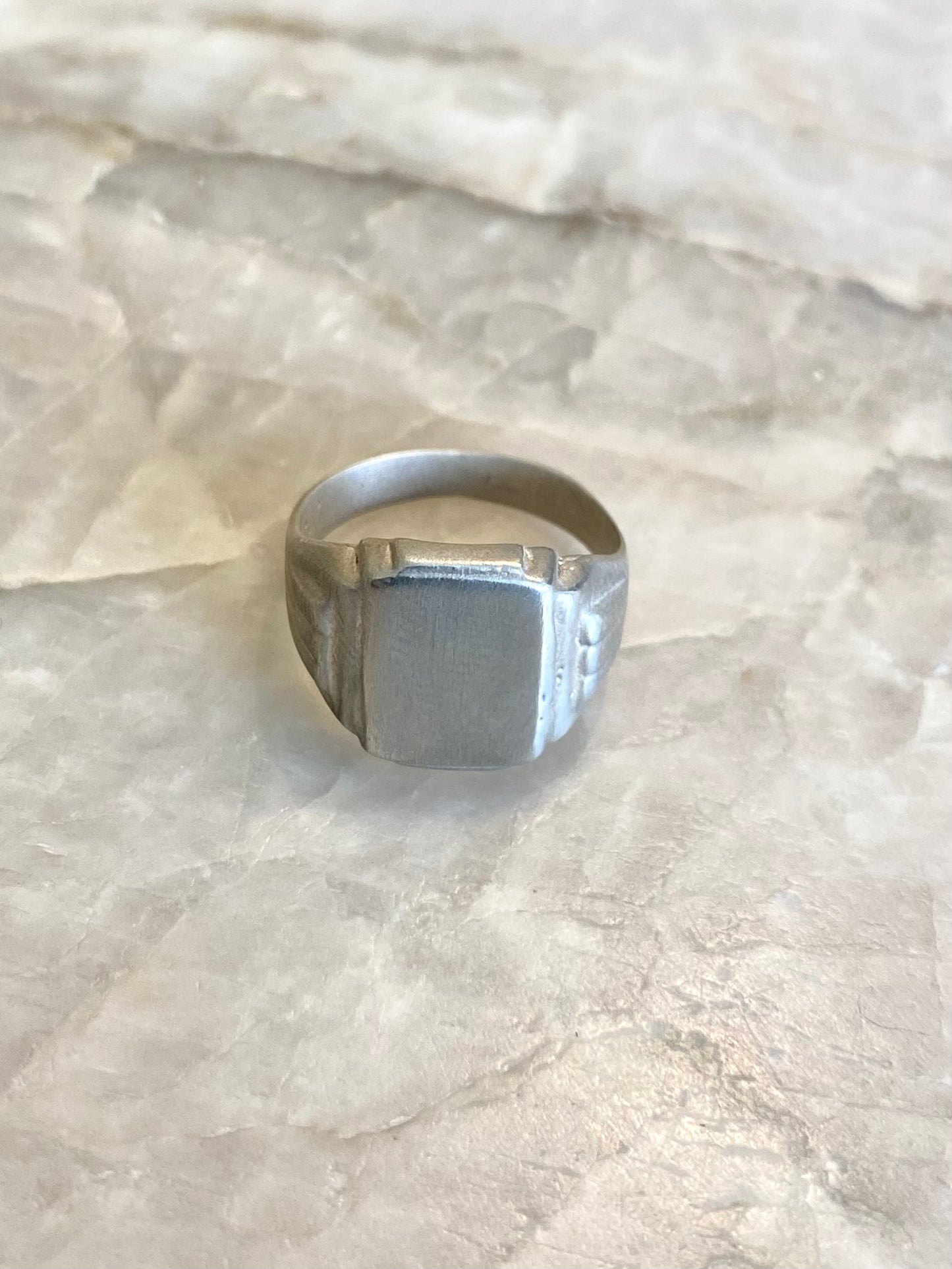 Solid Silver Square Signet Ring - Matte Polish