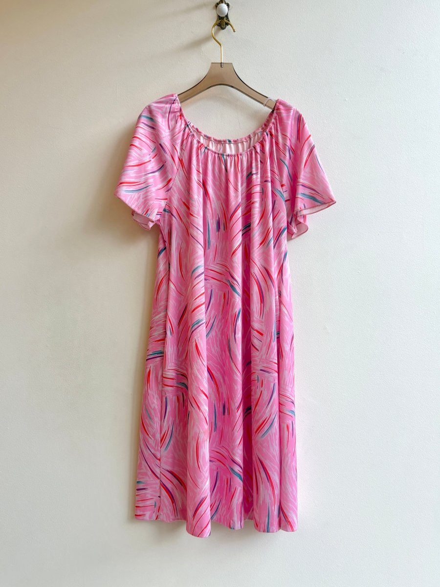 Flamingo Brushstroke Print Bell Dress (Vintage) - Made X Hudson