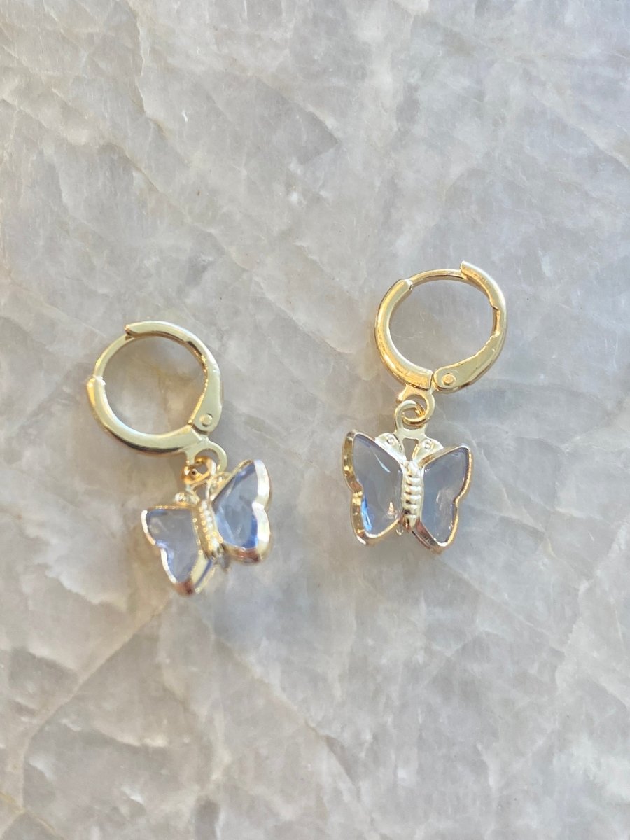 18k Gold Filled Butterfly Dangle Earrings (Multiple Colors) - Made X Hudson