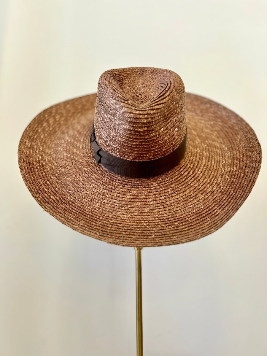 Brown Wide Brim Hat w/ Ribbon Accent - Made X Hudson