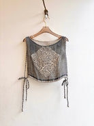 Hand Embroidered Chester Infused with Birch Leaves | Grey and Cream Linen - Made X Hudson
