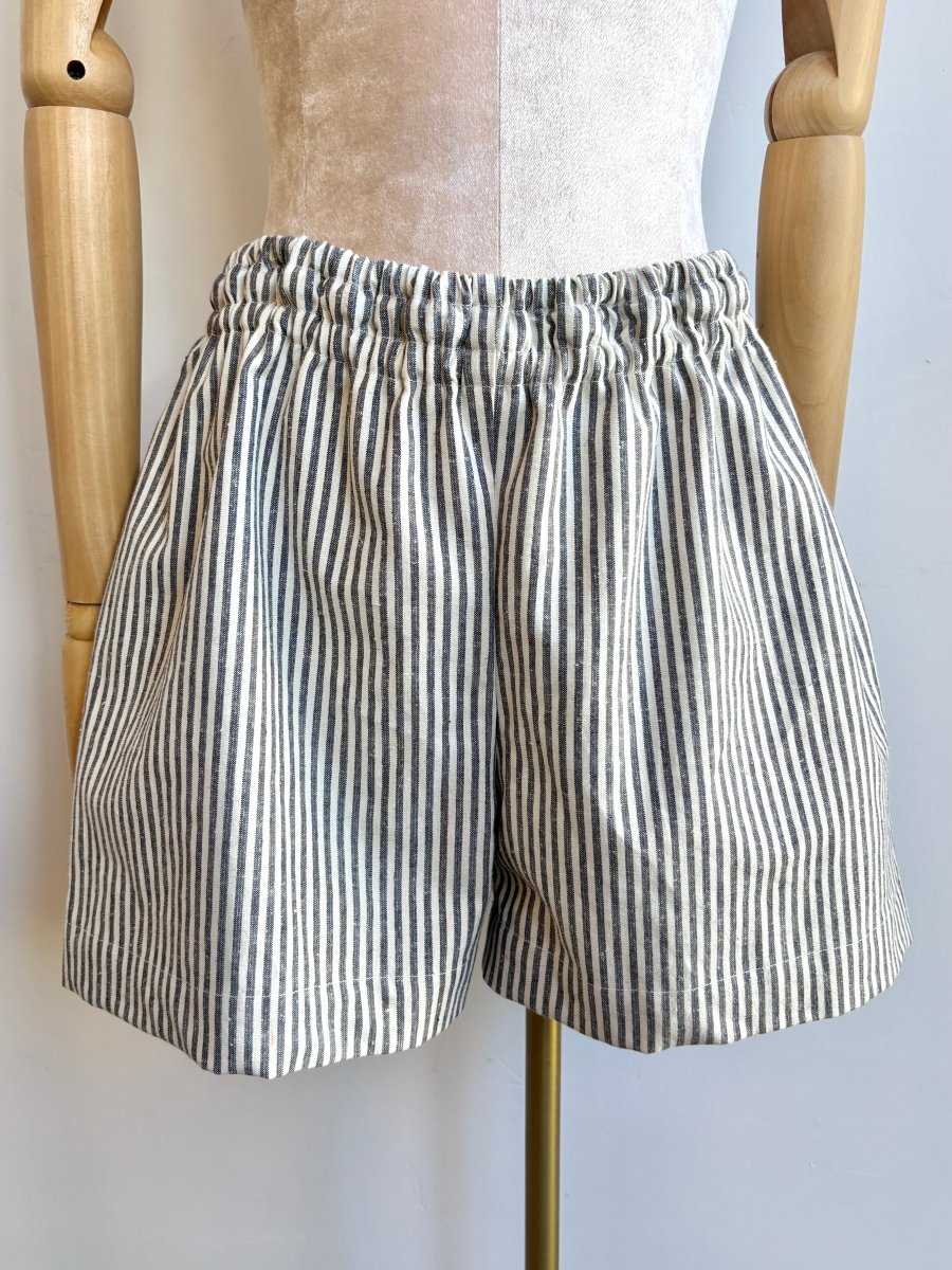 Black & Ivory Striped Town Shorts - Made X Hudson
