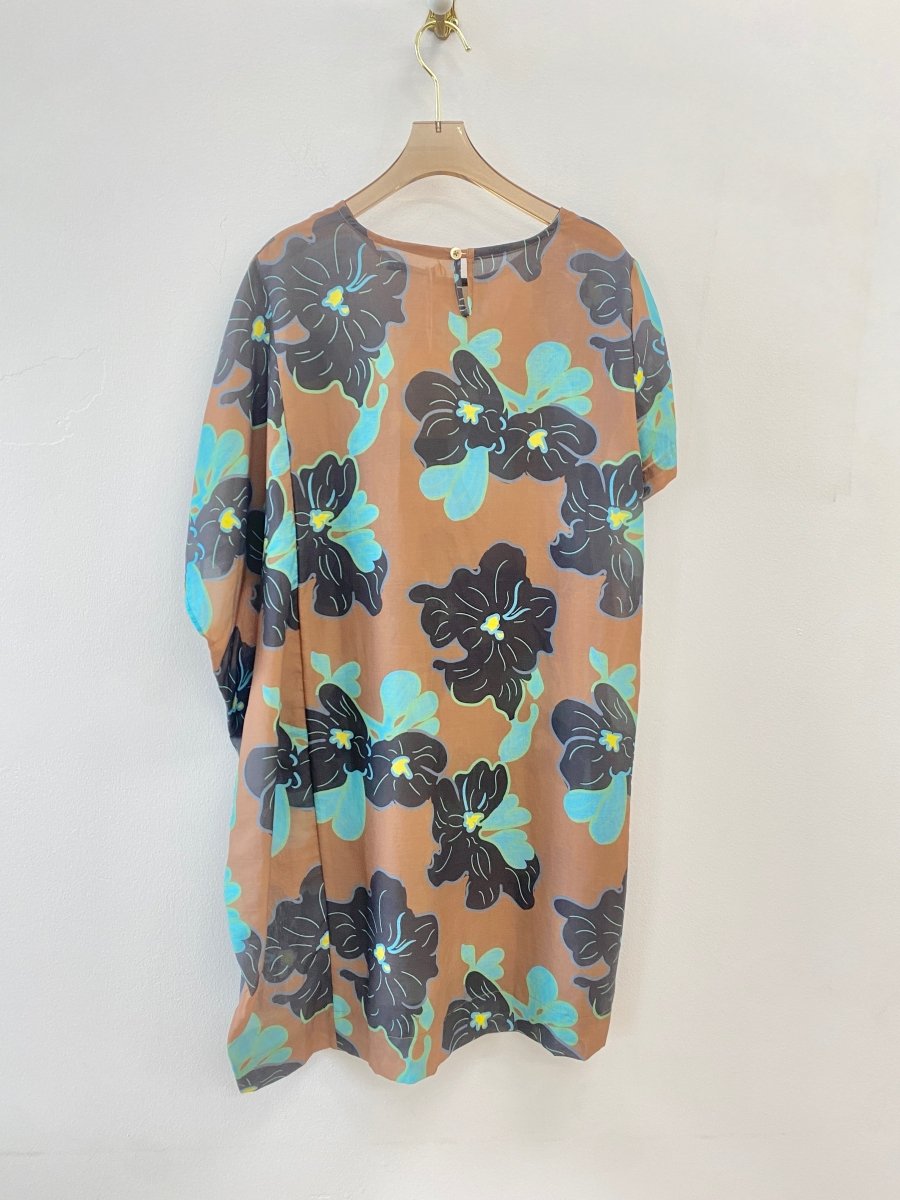 Jumbo Green, Blue, Black & Brown Floral Print Kaftan - Made X Hudson