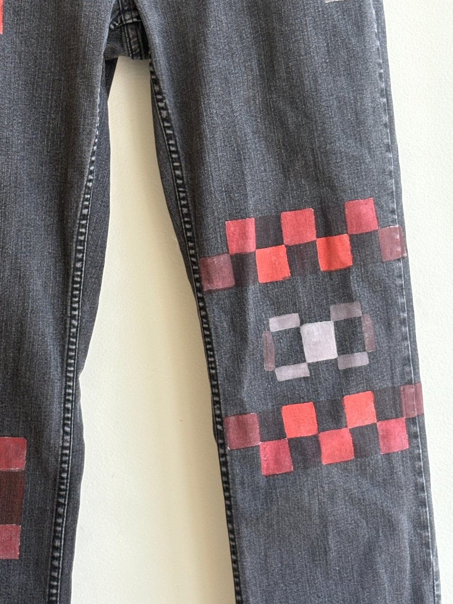 Black Jeans w/ Painted Patchwork (Reworked) - Made X Hudson