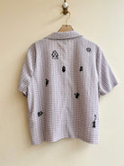 Tiny Print Short Sleeve in Lavender Gingham | Block Printed (Reworked) - Made X Hudson