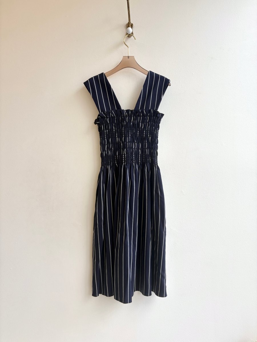 Trade Market | Navy Twill Stripe Wool Dress (Vintage) - Made X Hudson