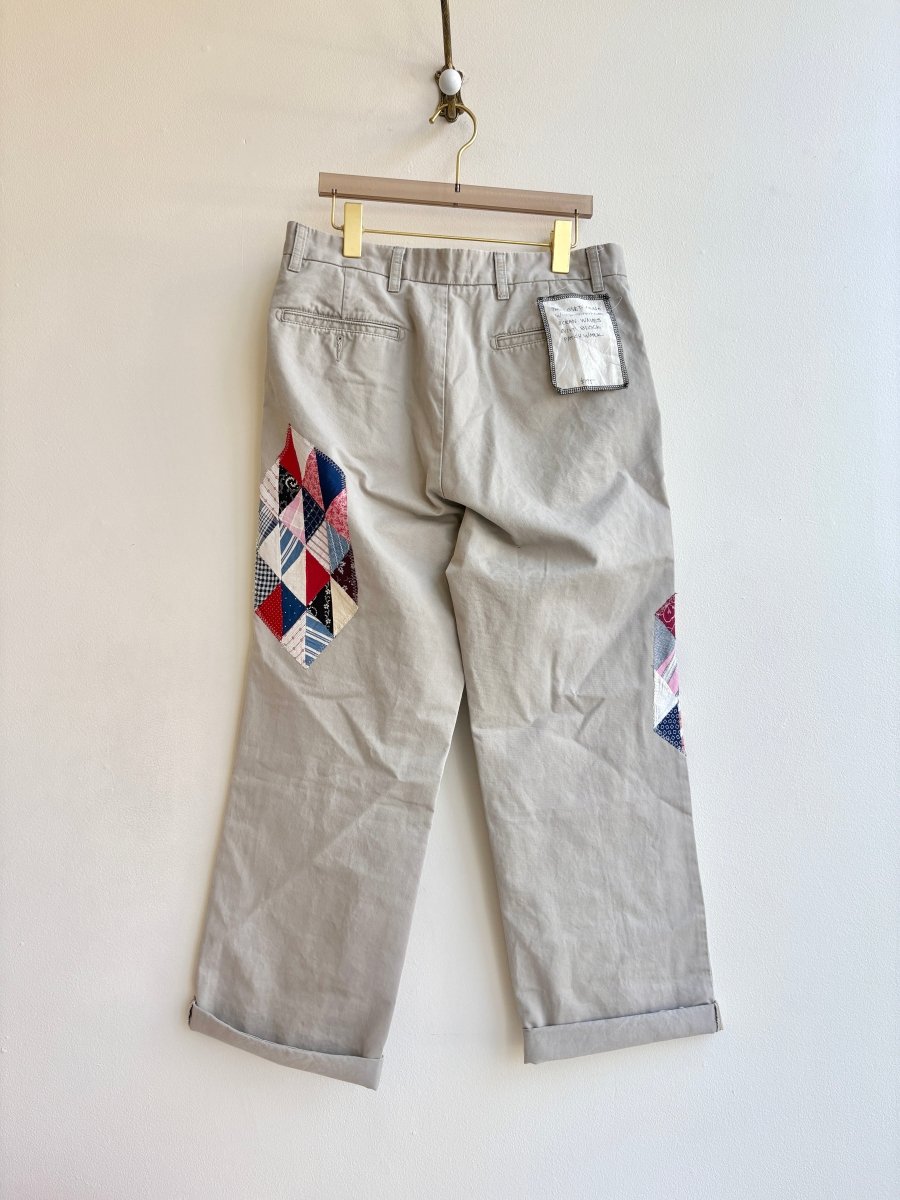 Ocean Waves Quilt Block Applique Chinos | Black, Burgundy, and Blue (Reworked) - Made X Hudson