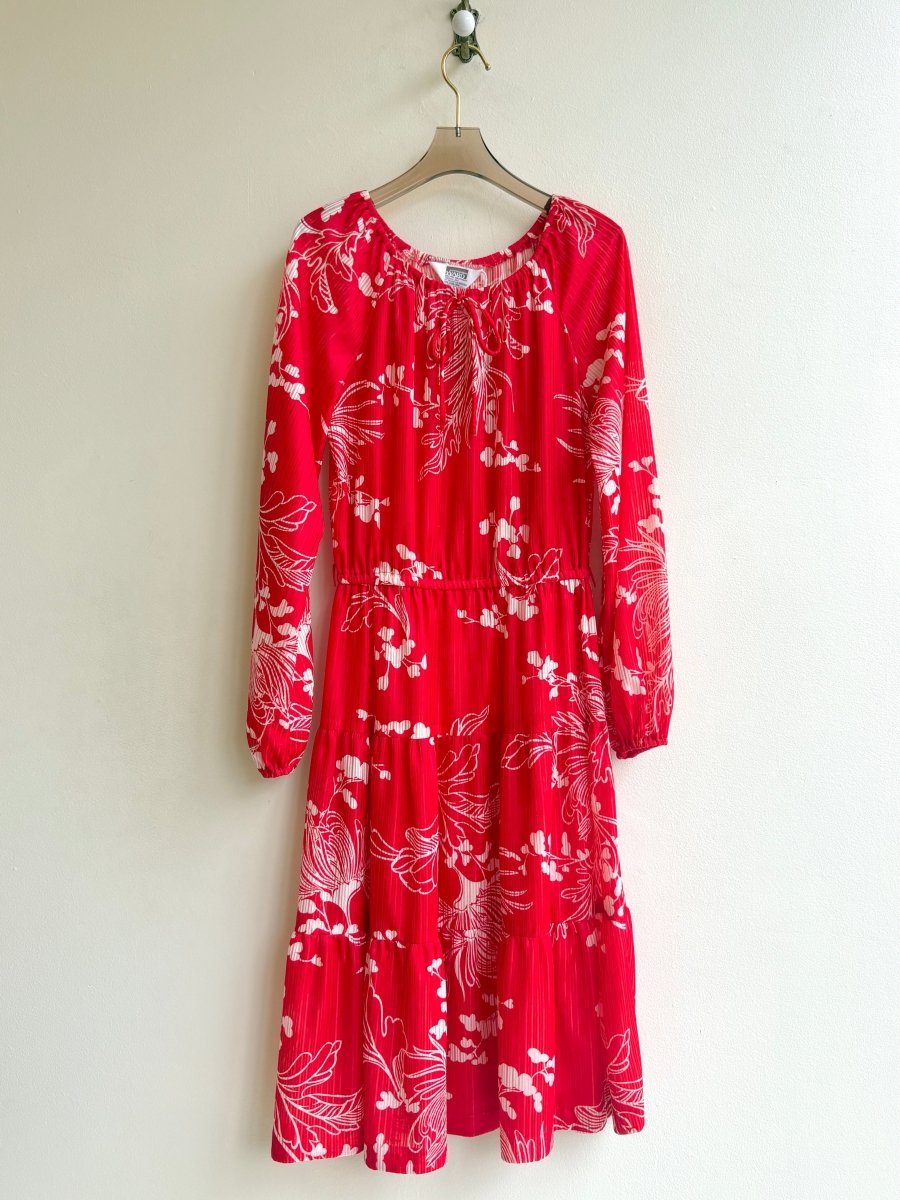 Montgomery Ward | Red and White Floral Sheer Stripe (Vintage) - Made X Hudson