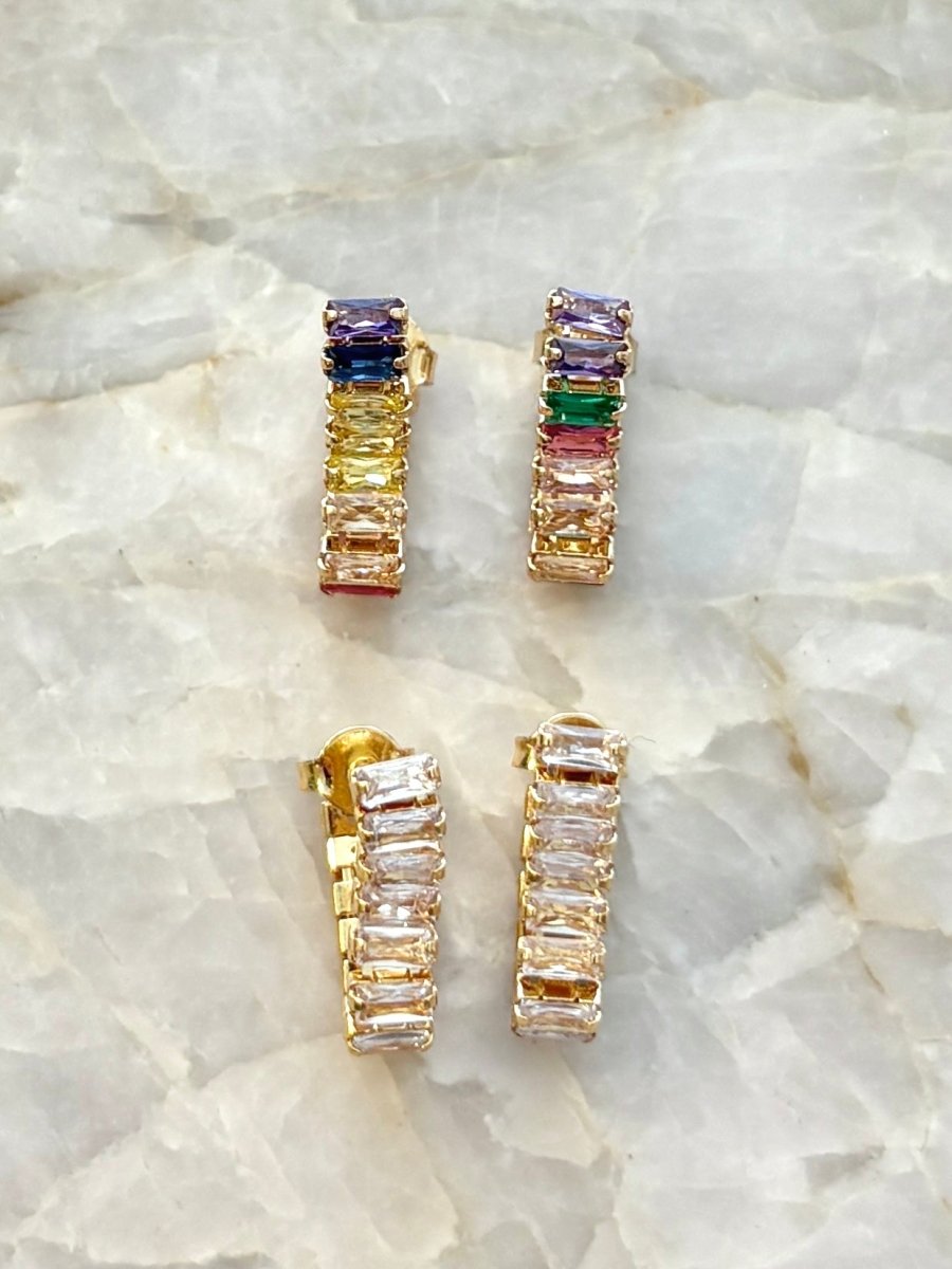 18k Gold Filled CZ Baguette Earrings - Made X Hudson