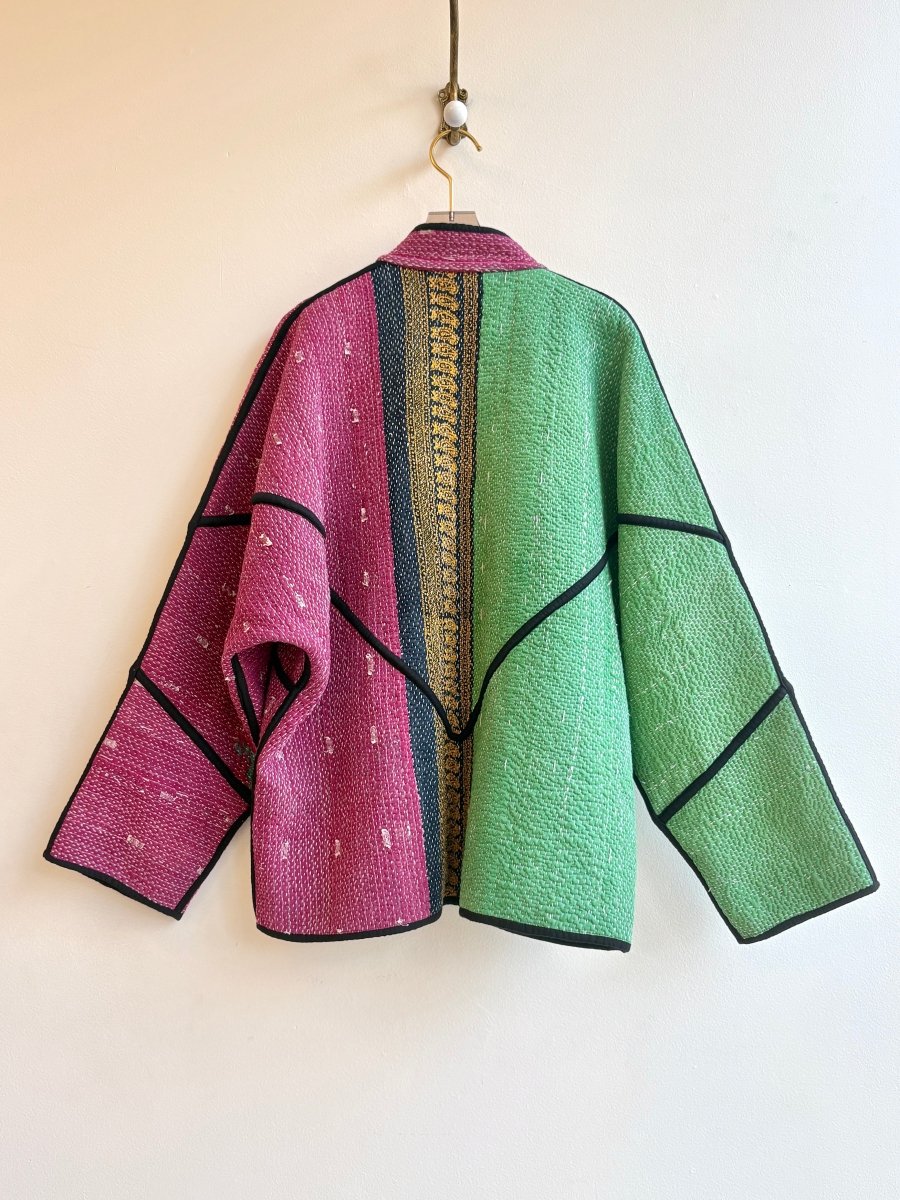 Reversible Ladhiya Quilted Jacket in Colors Green, Black, Mustard, Wine & Mauve, Blue, Grey, Mustard - Made X Hudson