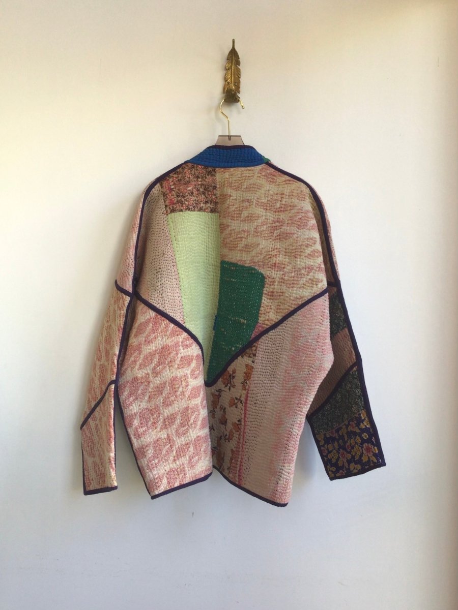 Reversible Ladhiya Quilted Jacket in Blush, Green, Tan, Navy & Yellow, Purple, Pink, Blue, Red - Made X Hudson