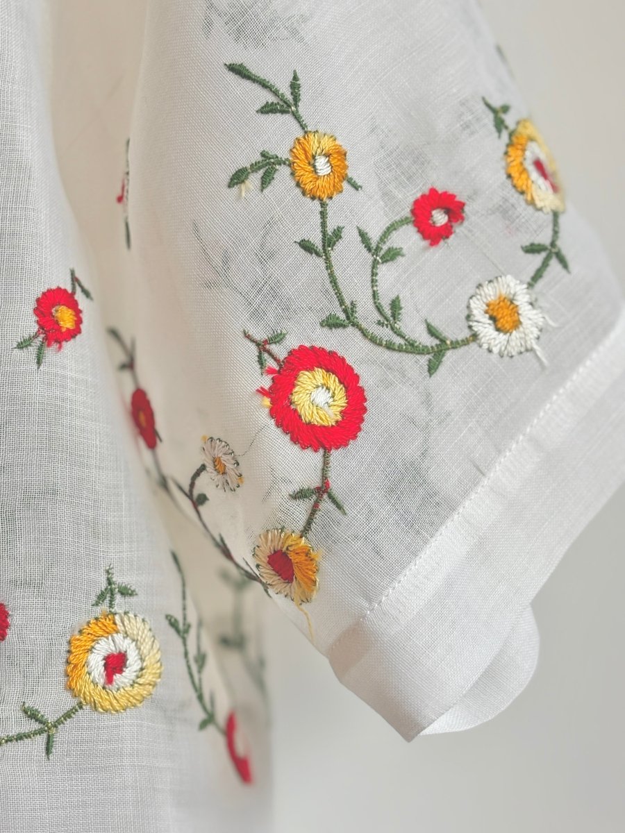 Sheer Flower Embroidered White Everyday Top - Made X Hudson